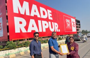 गोयल TMT ने रचा कीर्तिमान, रायपुर में लगाया भारत का सबसे बड़ा बिल्डिंग रैप ; गोल्डन बुक ऑफ वर्ल्ड रिकॉर्ड्स ने किया सम्मानित