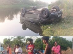 वीडियो 👉ड्रिंक & ड्राइव ; अनियंत्रित कार HTPP के रिटर्न केनाल में जा समाई, कार में सवार दोनों को आई मामूली चोंट,