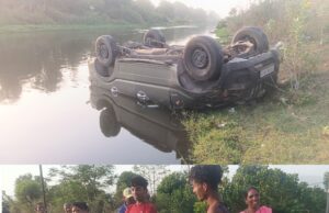 वीडियो 👉ड्रिंक & ड्राइव ; अनियंत्रित कार HTPP के रिटर्न केनाल में जा समाई, कार में सवार दोनों को आई मामूली चोंट,