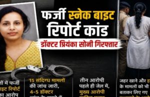 फर्जी स्नेक बाइट रिपोर्ट बनाकर मुआवजा दिलाने का मामला: डॉक्टर प्रियंका सोनी गिरफ्तार, 5 डॉक्टर जांच के दायरे में